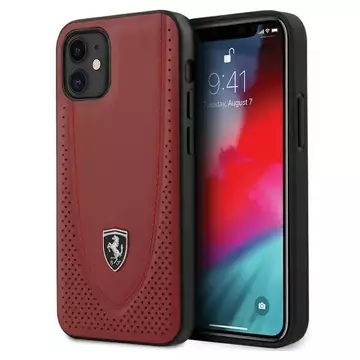 Obal na telefón Ferrari iPhone 12 mini 5,4" čierny/červený pevný obal Off Track Perforated