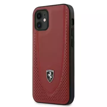 Obal na telefón Ferrari iPhone 12 mini 5,4" čierny/červený pevný obal Off Track Perforated