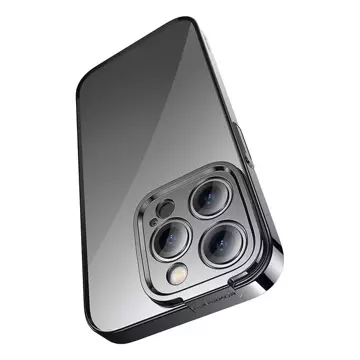 Ochranná sada Baseus Glitter priehľadné puzdro a tvrdené sklo pre iPhone 14 Pro Max (čierne)