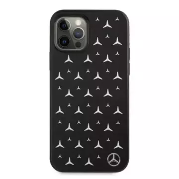 Ochranné puzdro Mercedes MEHCP12MESPBK pre Apple iPhone 12 / 12 Pro 6,1" čierne/čierne pevné puzdro Silver Stars Pattern