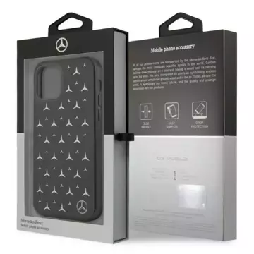 Ochranné puzdro Mercedes MEHCP12MESPBK pre Apple iPhone 12 / 12 Pro 6,1" čierne/čierne pevné puzdro Silver Stars Pattern