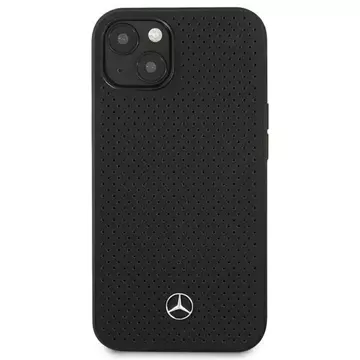 Ochranné puzdro Mercedes MEHCP13MDELBK pre Apple iPhone 13 6,1" čierne/čierne pevné puzdro kožené perforované