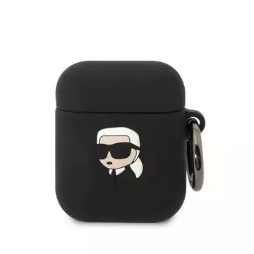 Ochranné puzdro na slúchadlá Karl Lagerfeld KLA2RUNIKK pre Apple AirPods 1/2 kryt čierny/čierny Silikón Karl Head 3D