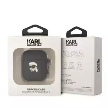 Ochranné puzdro na slúchadlá Karl Lagerfeld KLA2RUNIKK pre Apple AirPods 1/2 kryt čierny/čierny Silikón Karl Head 3D