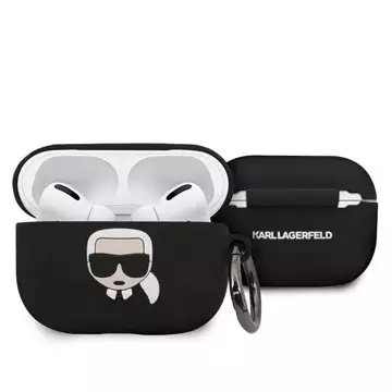 Ochranné puzdro na slúchadlá Karl Lagerfeld KLACAPSILGLBK pre Apple AirPods Pro kryt čierny/čierny Silikónový Ikonik