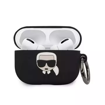 Ochranné puzdro na slúchadlá Karl Lagerfeld KLACAPSILGLBK pre Apple AirPods Pro kryt čierny/čierny Silikónový Ikonik