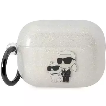 Ochranné puzdro na slúchadlá Karl Lagerfeld KLAP2HNKCTGT pre Apple AirPods Pro 2 kryt priehľadný Gliter Karl