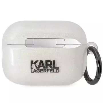 Ochranné puzdro na slúchadlá Karl Lagerfeld KLAP2HNKCTGT pre Apple AirPods Pro 2 kryt priehľadný Gliter Karl