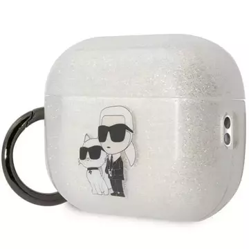 Ochranné puzdro na slúchadlá Karl Lagerfeld KLAP2HNKCTGT pre Apple AirPods Pro 2 kryt priehľadný Gliter Karl