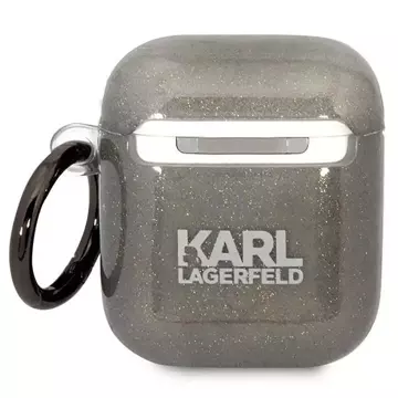 Ochranné puzdro na slúchadlá Karl Lagerfeld pre Airpods 1/2 kryt black/black Gliter Karl