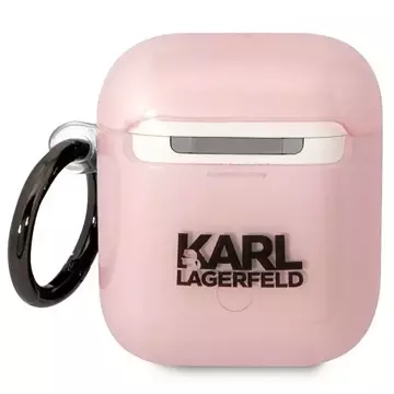 Ochranné puzdro na slúchadlá Karl Lagerfeld pre Airpods 1/2 kryt ružový/ružový Ikonik Choupette