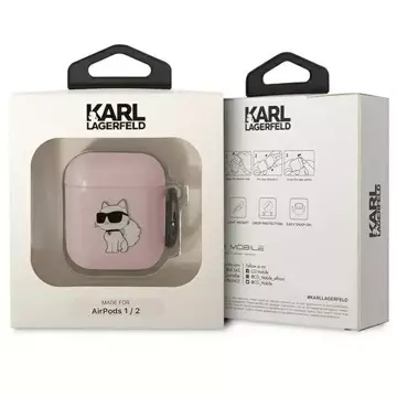 Ochranné puzdro na slúchadlá Karl Lagerfeld pre Airpods 1/2 kryt ružový/ružový Ikonik Choupette