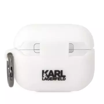 Ochranné puzdro na slúchadlá Karl Lagerfeld pre kryt AirPods Pro bielo/biely Silikón Karl Head 3D