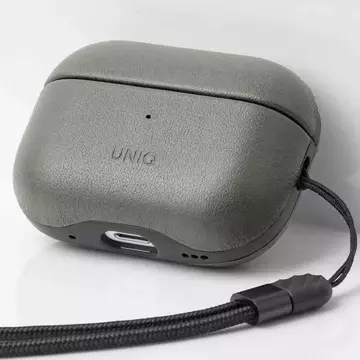 Ochranné puzdro na slúchadlá UNIQ Vencer pre AirPods Pro 2. generácie z pravej kože zelená/lišajník zelená