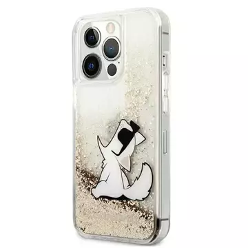 Ochranné puzdro na telefón Karl Lagerfeld KLHCP13LGCFD pre Apple iPhone 13 Pro / 13 6,1" zlato/zlaté pevné puzdro Liquid Glitter Choupette Fun