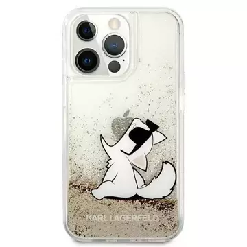 Ochranné puzdro na telefón Karl Lagerfeld KLHCP13LGCFD pre Apple iPhone 13 Pro / 13 6,1" zlato/zlaté pevné puzdro Liquid Glitter Choupette Fun