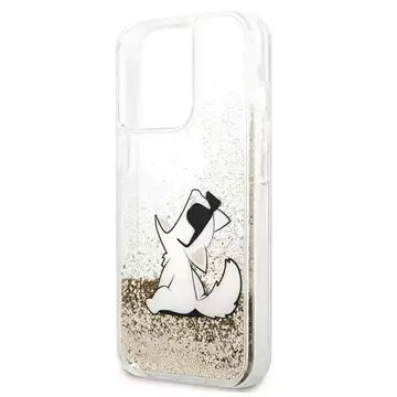 Ochranné puzdro na telefón Karl Lagerfeld KLHCP13LGCFD pre Apple iPhone 13 Pro / 13 6,1" zlato/zlaté pevné puzdro Liquid Glitter Choupette Fun