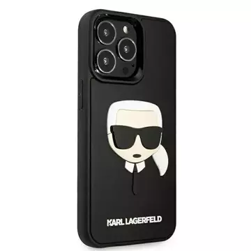 Ochranné puzdro na telefón Karl Lagerfeld KLHCP13LKH3DBK pre Apple iPhone 13 Pro / 13 6,1" čierne/čierne pevné puzdro 3D Rubber Karl`s Head