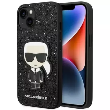 Ochranné puzdro na telefón Karl Lagerfeld KLHCP14MGFKPK pre Apple iPhone 14 Plus 6,7" pevné puzdro čierne/čierne Glitter Flakes Ikonik