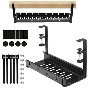 Organizér na káble pod dosku stola, nastaviteľná polica na káble, lišta na stôl, hliníkový držiak Alogy Black