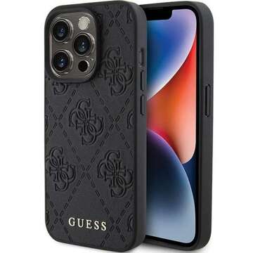 Originálne puzdro GUESS Hardcase GUHCP15LP4EPMK pre iPhone 15 PRO (prešívané 4G klasické / čierne)