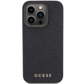 Originálne puzdro GUESS Hardcase GUHCP15LP4EPMK pre iPhone 15 PRO (prešívané 4G klasické / čierne)