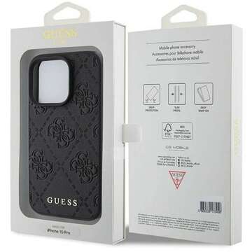 Originálne puzdro GUESS Hardcase GUHCP15LP4EPMK pre iPhone 15 PRO (prešívané 4G klasické / čierne)