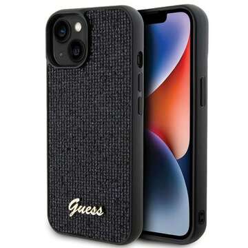 Originálne puzdro GUESS Hardcase GUHCP15SPMSDGSK pre iPhone 15 (Disco Script Metal / čierne)