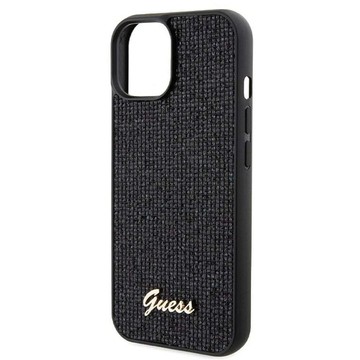 Originálne puzdro GUESS Hardcase GUHCP15SPMSDGSK pre iPhone 15 (Disco Script Metal / čierne)