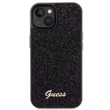 Originálne puzdro GUESS Hardcase GUHCP15SPMSDGSK pre iPhone 15 (Disco Script Metal / čierne)