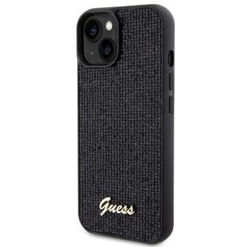 Originálne puzdro GUESS Hardcase GUHCP15SPMSDGSK pre iPhone 15 (Disco Script Metal / čierne)