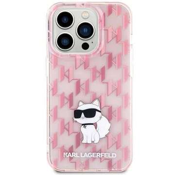 Originálne puzdro KARL LAGERFELD Hardcase KLHCP15LHNCMKLP pre iPhone 15 PRO (monogram / ružové)