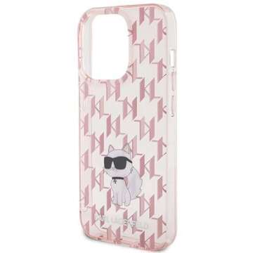 Originálne puzdro KARL LAGERFELD Hardcase KLHCP15LHNCMKLP pre iPhone 15 PRO (monogram / ružové)