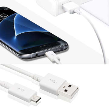 Originálny Samsung micro USB kábel USB-A 2.0 ECB-DU4EWE 1,5 m veľký biely kábel