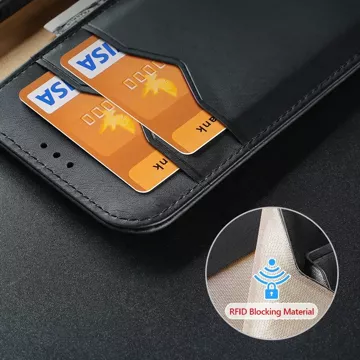 Peňaženkové puzdro s RFID blokovaním pre iPhone 15 Plus Dux Ducis Hivo - hnedé