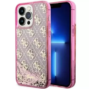 Pevné puzdro Etui Guess GUHCP14LLC4PSGP na iPhone 14 Pro 6,1" Liquid Glitter 4G Transculent