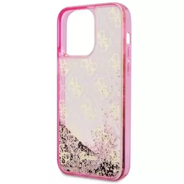 Pevné puzdro Etui Guess GUHCP14LLC4PSGP na iPhone 14 Pro 6,1" Liquid Glitter 4G Transculent