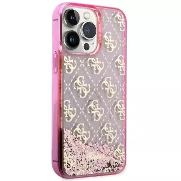 Pevné puzdro Etui Guess GUHCP14LLC4PSGP na iPhone 14 Pro 6,1" Liquid Glitter 4G Transculent