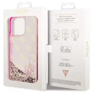 Pevné puzdro Etui Guess GUHCP14LLC4PSGP na iPhone 14 Pro 6,1" Liquid Glitter 4G Transculent