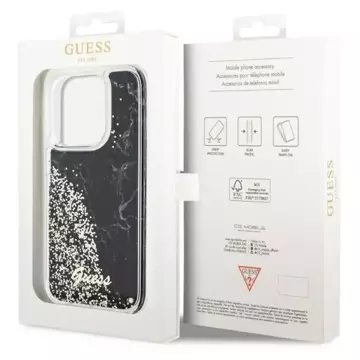 Pevné puzdro Etui Guess GUHCP14LLCSGSGK na iPhone 14 Pro 6,1" Liquid Glitter Marble