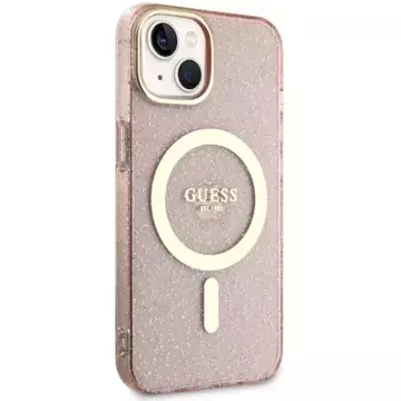 Pevné puzdro Etui Guess GUHMP14SHCMCGP pre iPhone 14 6,1" Glitter Gold MagSafe