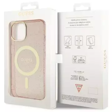 Pevné puzdro Etui Guess GUHMP14SHCMCGP pre iPhone 14 6,1" Glitter Gold MagSafe