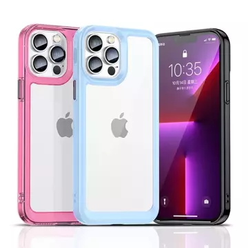 Pevný kryt Outer Space Case na iPhone 12 Pro s gélovým rámom ružový