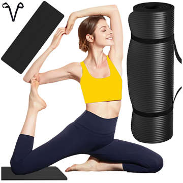 Podložka na cvičenie Yoga Fitness Pilates gymnastická 185x58 1cm Alogy protišmyková vodeodolná Čierna