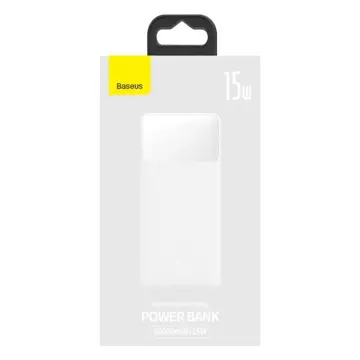 Power banka s displejom Baseus Bipow 10000mAh 15W biela (Overseas Edition) USB-A - Micro USB kábel 0,25m biely (PPBD050002)