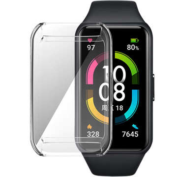 Prekrytie silikónového puzdra s ochrannou fóliou Alogy pre Huawei / Honor Band 6 Transparent