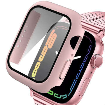 Prekryvné sklo puzdra Alogy 2v1 pre Apple Watch 7 41mm ružové