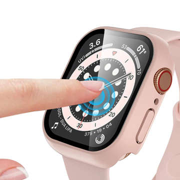 Prekryvné sklo puzdra Alogy 2v1 pre Apple Watch 7 41mm ružové