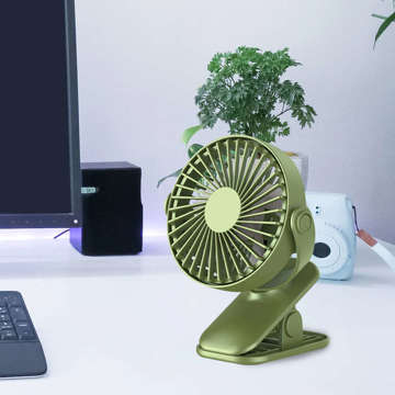 Prenosný ventilátor Bezdrôtový ventilátor Alogy s klipom na stôl USB Green