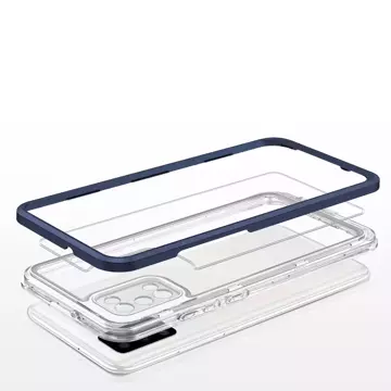 Priehľadné puzdro 3v1 pre Samsung Galaxy A03s (166) rámový gélový kryt modrý